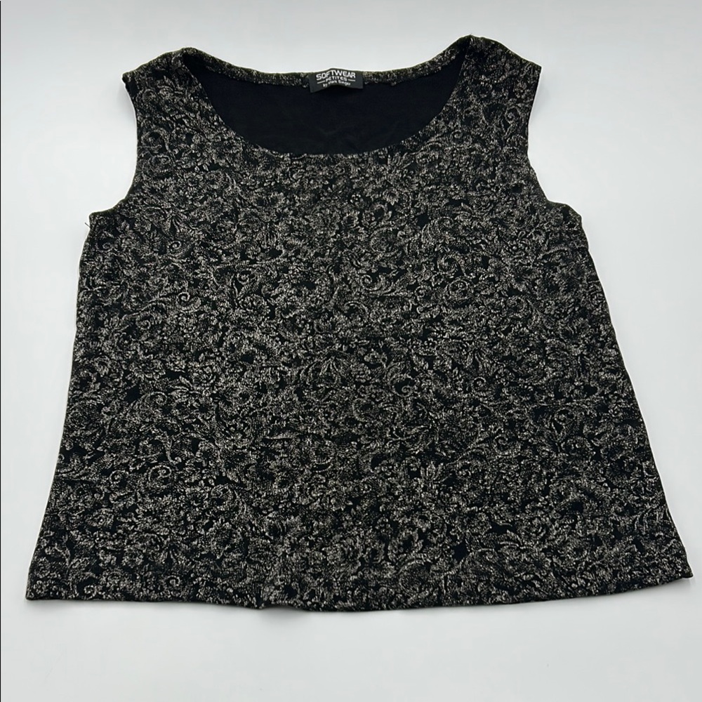 Softwear Mark Singer Shimmer Tank Top Women's Medium Petite Dark Gray Floral